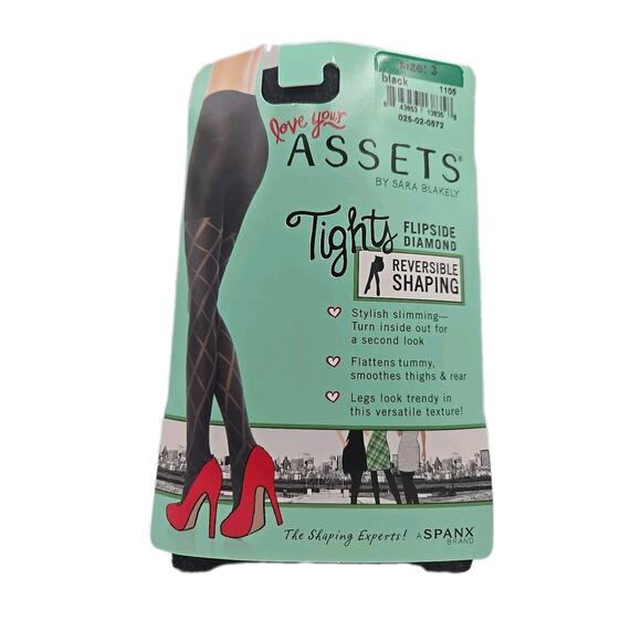Love Your Assets SPANX Tights Flipside Diamond Shaper Black NEW 1105 Size 3 - Picture 1 of 4